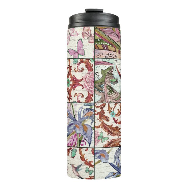 Nature Patchwork: Chic Seamless Background Thermal Tumbler (Front)