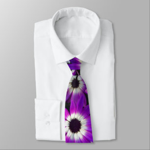 Nature Pattern Bright Purple Flower Photo Floral Tie
