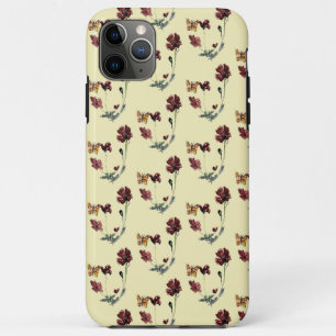 Nature Pattern Butterfly Poppies Custom Colour iPhone 11 Pro Max Case