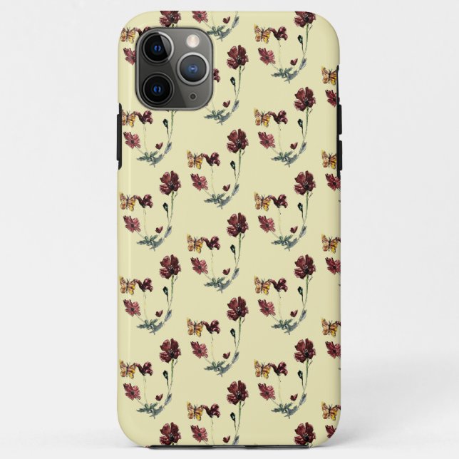Nature Pattern Butterfly Poppies Custom Colour Case-Mate iPhone Case (Back)