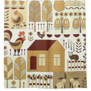 Nature pattern, cottagecore, gardening. Fence, flo Shower Curtain