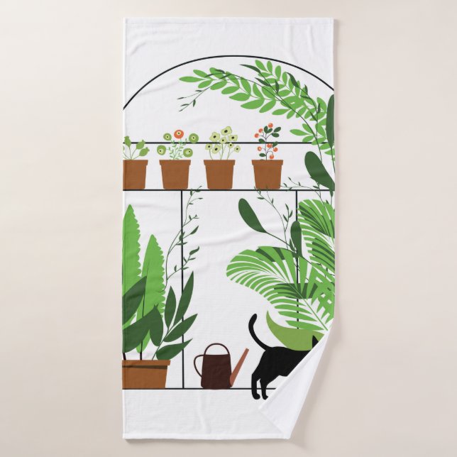 Nature pattern, greenhouse, gardening. Fence, flow Bath Towel (Bath Towel)