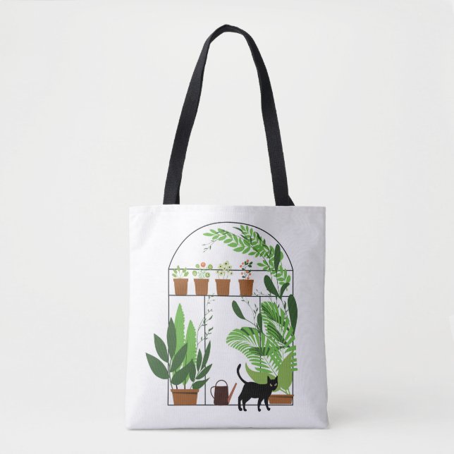 Nature pattern, greenhouse, gardening. Fence, flow Tote Bag (Front)