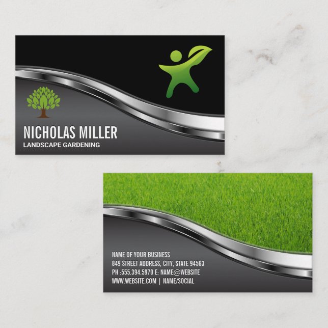 Nature Person Gardening Logo Business Card (Front/Back)