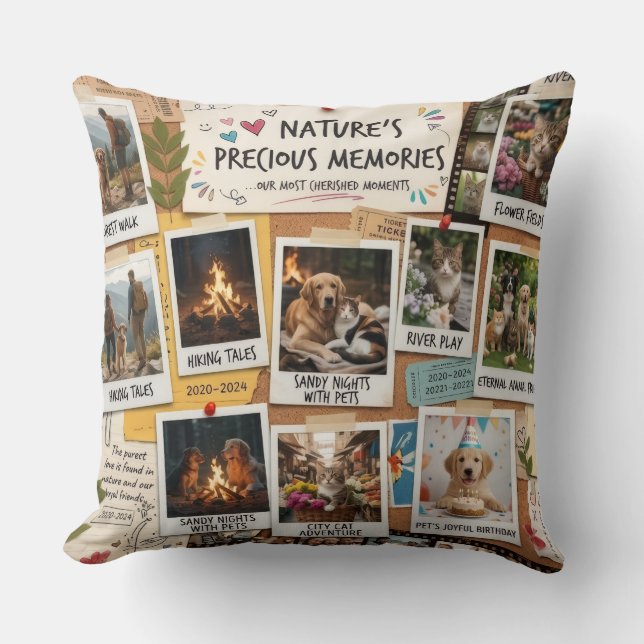 Nature & Pets Memory Collage Design Cushion (Front)