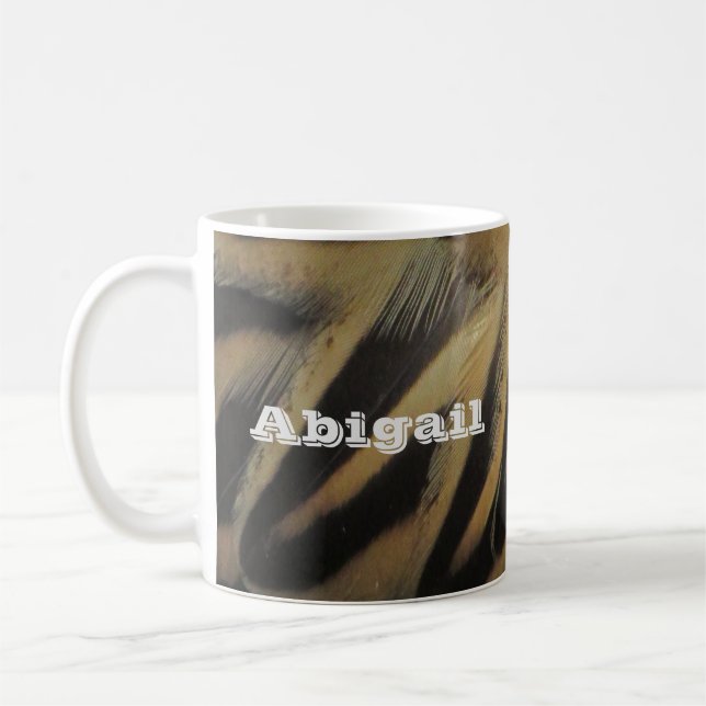 Nature Photo Elegant Brown and Gold Bird Feathers Coffee Mug (Left)