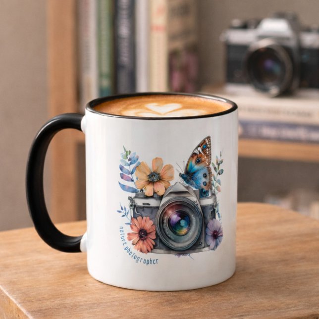 Nature Photographer Floral Butterfly Black Handle Mug (Creator Uploaded)