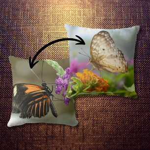 Nature Photography Butterfly on Flower Cushion