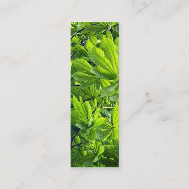 Nature Photography Green Leaves Bookmark New Leaf Mini Business Card (Front)