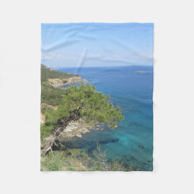 Nature Photography Mediterranean Mountain & Sea Fleece Blanket (Front)