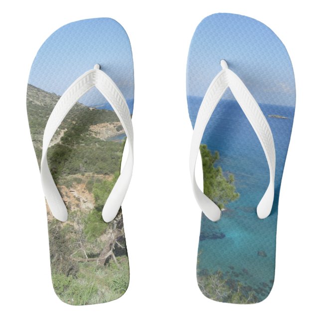 Nature Photography Mediterranean Mountain & Sea  Flip Flops (Footbed)