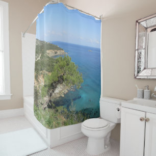 Nature Photography Mediterranean Mountain & Sea Shower Curtain
