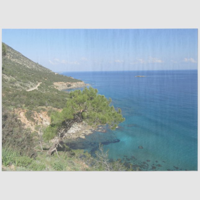 Nature Photography Mediterranean Mountain & Sea Tissue Paper (Front)