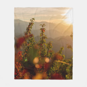 Nature photography of green trees overlooking moun fleece blanket