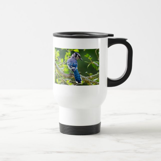 Nature Photography Shy Blue Jay Apparel Gifts Travel Mug (Right)