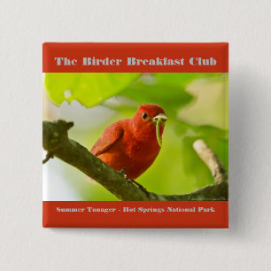 Nature Photography Summer Tanager Birder 15 Cm Square Badge