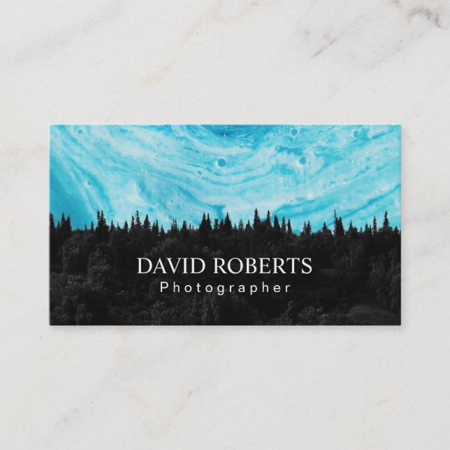 Nature Photography Watercolor Forest Photographer Business Card (Front)