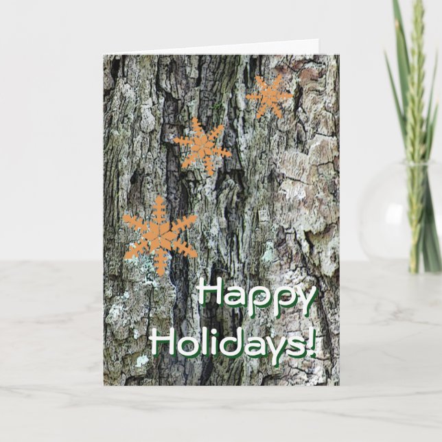 Nature Pine Bark Seasonal Holiday Greeting (Front)