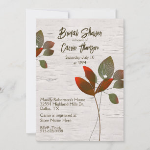 Nature Plants Birch Bark Bridal Shower Invitation