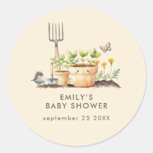 Nature Plants Little Sprout Baby Shower  Classic Round Sticker