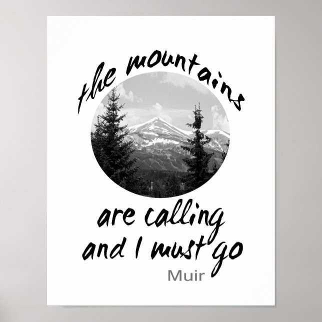 nature poster Muir quote The Mountains Are Calling (Front)