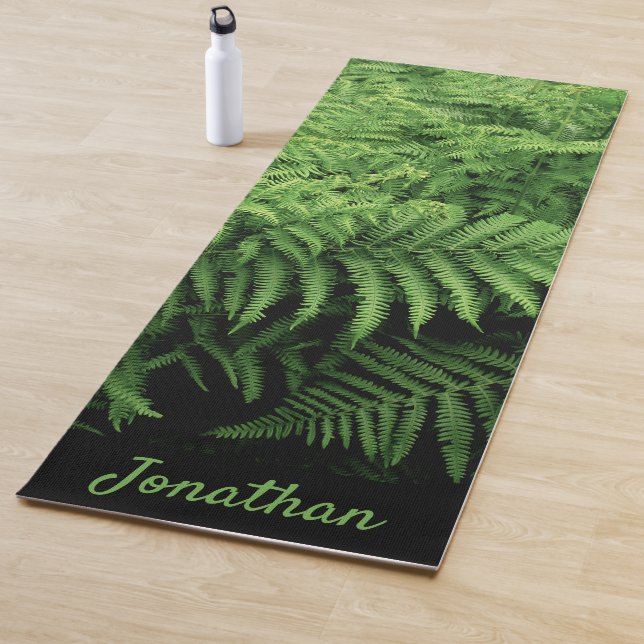 Nature Print Fern Frond with Name Yoga Mat (In Situ)
