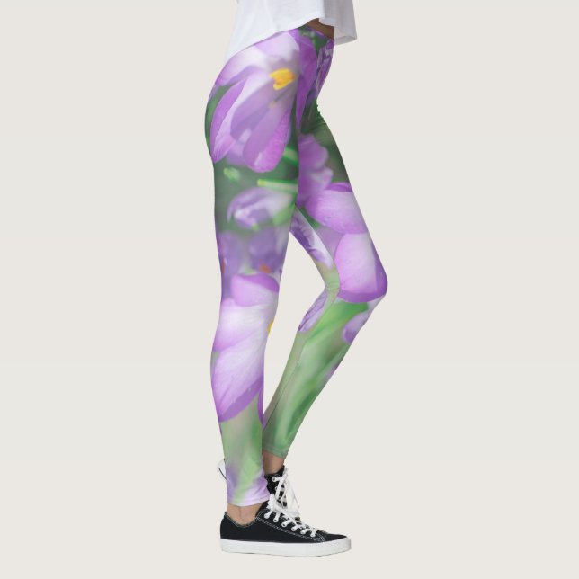 Nature Purple Crocus Flowers Leggings (Right)