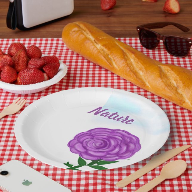 Nature Purple Flower Paper Plate (Picnic)