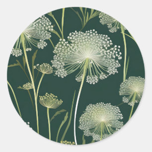 Nature Queen Anne's Lace Pattern Classic Round Sticker