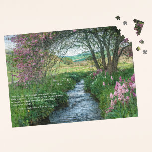 Nature Quote Elegant Flowers and Stream Jigsaw Puzzle