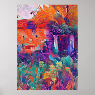 Nature reclaims a house in Bulgaria vibant A.I. Poster