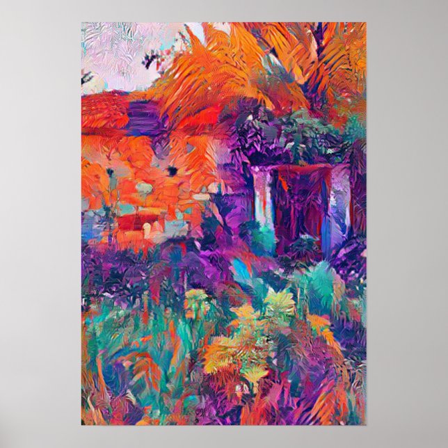 Nature reclaims a house in Bulgaria vibant A.I. Poster (Front)