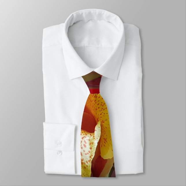 Nature Red Flower Floral Photography Tie (Tied)