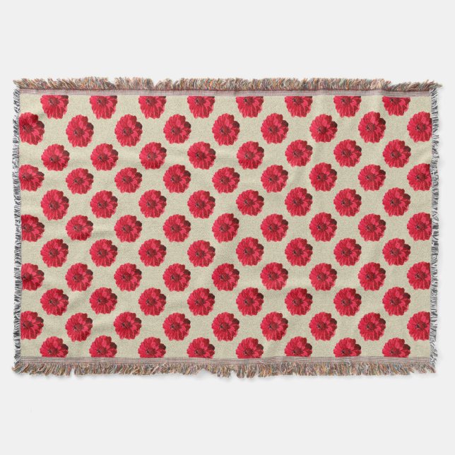 Nature Red Flowers Garden Dahlia on Custom Colour Throw Blanket (Front)