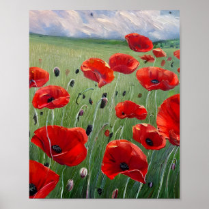 Nature Red Poppies  Poster