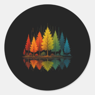Nature Reflection Forest Trees Outdoor Wildlife Hi Classic Round Sticker