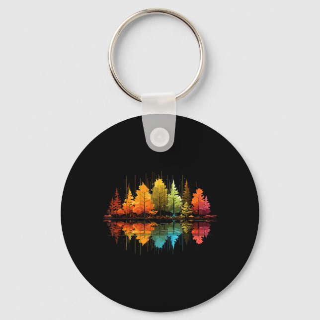 Nature Reflection Forest Trees Outdoor Wildlife Key Ring (Front)