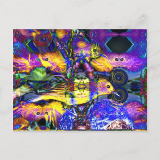 Nature Reflections II - Violet & Gold Birds Postcard