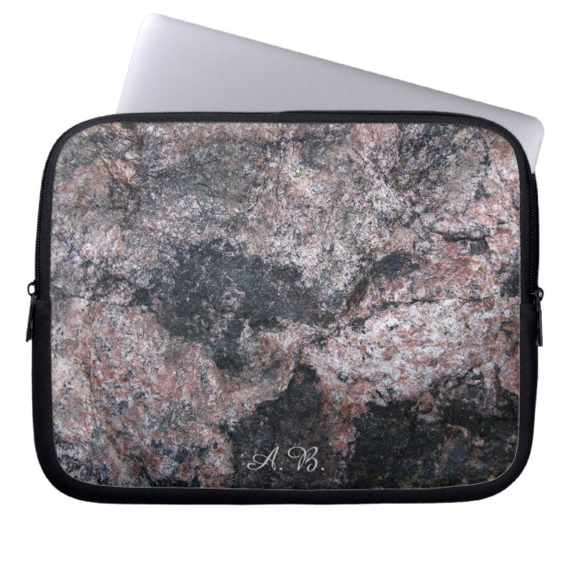 Nature Rock Pinkish Texture with Initials Laptop Sleeve (Front)