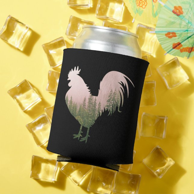 NATURE ROOSTER CHICKEN FOREST STYLE CAN COOLER (In Situ Summer)