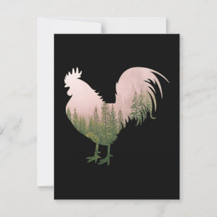 NATURE ROOSTER CHICKEN FOREST STYLE POSTCARD