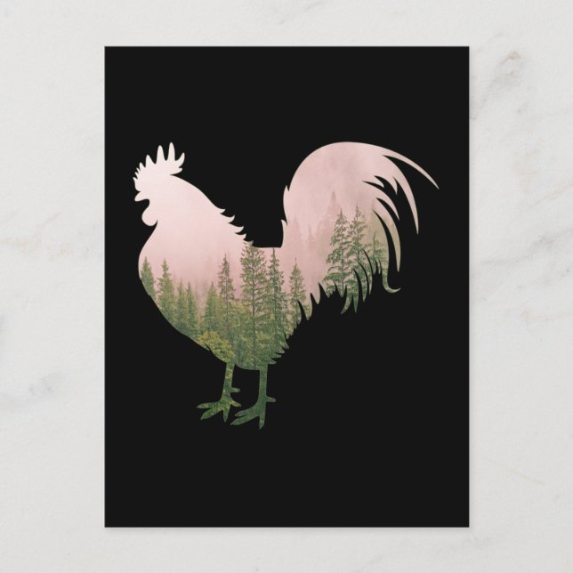 NATURE ROOSTER CHICKEN FOREST STYLE POSTCARD (Front)