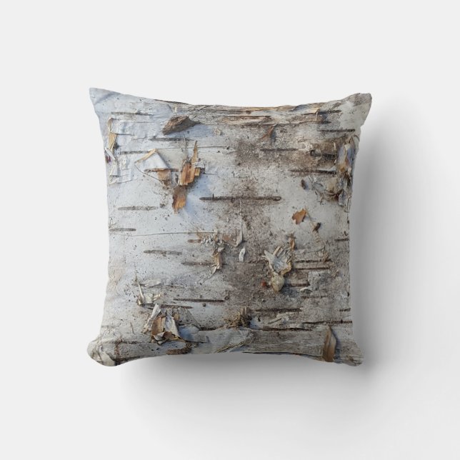 Nature Rustic Country Dry Birch Bark Photo Cushion (Front)
