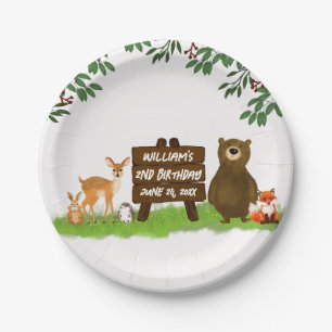 Nature Rustic Woodland Party Forest Animals Paper Plate