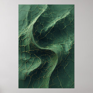 Nature’s Cracked Veins: A Detailed Green Leaf Poster