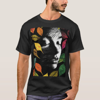 Nature’s Essenc Woman of Leaves Line Art T-Shirt