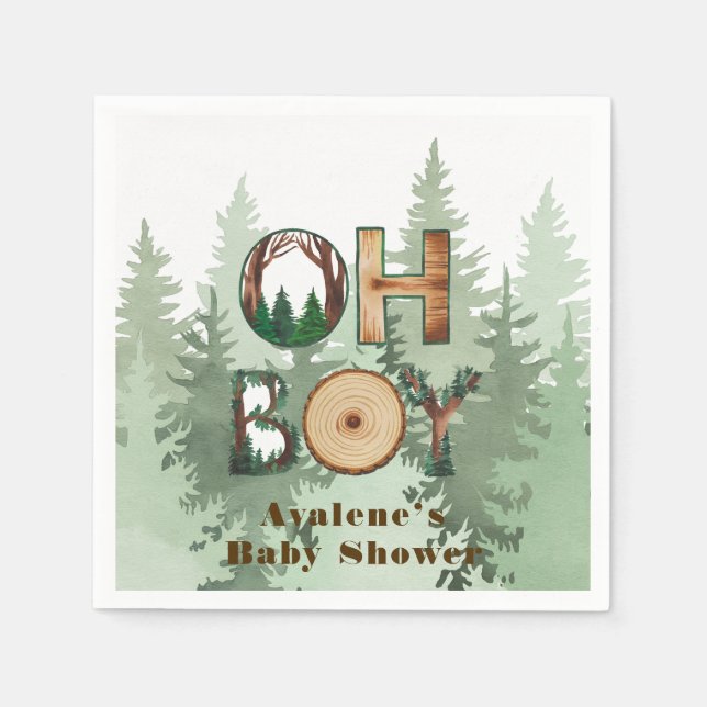 Nature’s Expression: Oh Boy Baby Shower Napkin (Front)