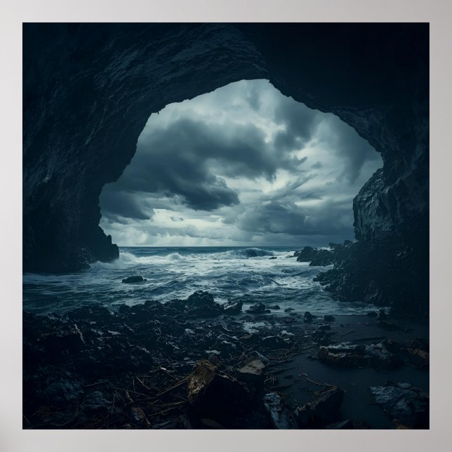 Nature’s Fury Framed in Stone Poster (Front)