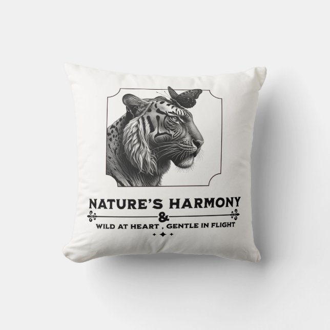 Nature’s Harmony, The Tiger and The Butterfly Cushion (Front)