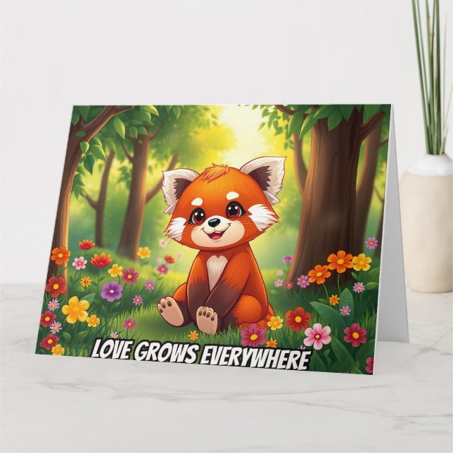 Nature’s Hug in a Cute Red Panda Card (Front)